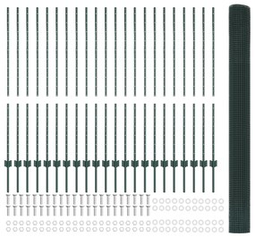 Cerca de Arame Soldado com 22 Postes U Verde 1.4x50 m Aço