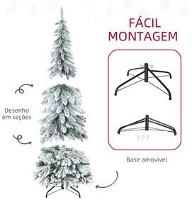 HOMCOM Árvore de Natal Artificial 180 cm Árvore de Natal Nevada com 52