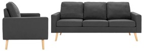 2 pcs conjunto de sofás tecido cinzento-escuro