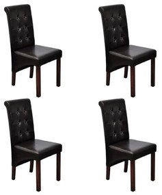 vidaXL Cadeiras de jantar 4 pcs couro artificial castanho