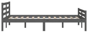 Estrutura de cama 140x200 cm madeira maciça cinzento