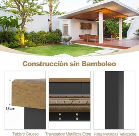 Mesa de jantar de Jardim para 8 pessoas de madeira de acácia 200 x 90 x 75 cm com furo para guarda-sol Pernas de metal Natural e preto