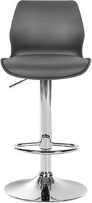 Banco alto Gilbert em plástico com estrutura cromada 82-102 x 39 x 42 cm Cinzento
