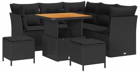 vidaXL Conjunto de Sofá de Jardim 8 pcs Preto vime PE