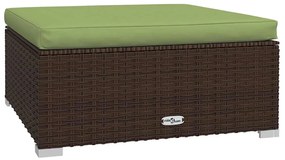 4 pcs conjunto lounge jardim c/ almofadões vime PE castanho