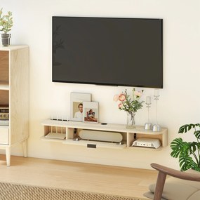 Móvel de TV Suspenso com Orifício para Cabos Estilo Moderno para Televisão 50 Polegadas 120x24x16 cm Madeira
