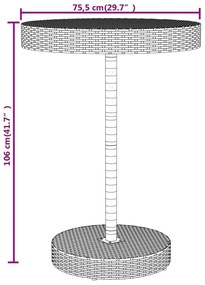 5 pcs conjunto de bar p/ jardim vime PE/acácia maciça preto