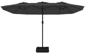 Guarda-sol de jardim c/ cabeça dupla/LED 449x245 cm antracite