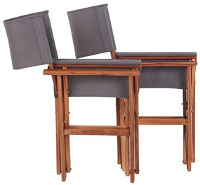 Conjunto de 2 cadeiras em madeira escura 2 lonas cinzentas e padrão palmeira CINE Beliani