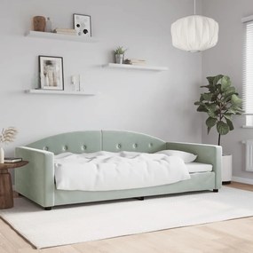 Sofá-cama 100x200 cm veludo cinzento-claro