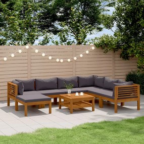 vidaXL 8 pcs conjunto lounge de jardim com almofadões acácia maciça