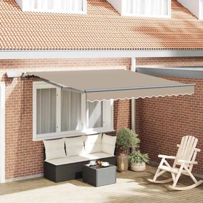 Toldo Retrátil Manual vidaXL com LED Bege 350x250 cm