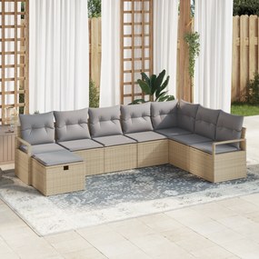 Conjunto de Sofás de Jardim vidaXL de 8 Peças com Almofadas Bege de Ra