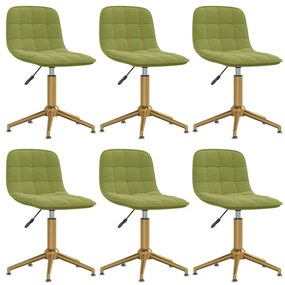 vidaXL Cadeiras de jantar giratórias 6 pcs veludo verde-claro