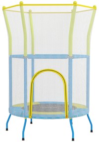 AIYAPLAY Trampolim para Crianças Ø140x190 cm com Rede de Segurança Barras Acolchoadas Carga 45 kg para Interior Multicolor