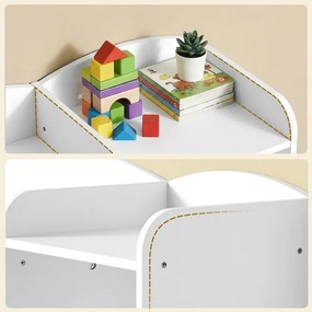 Estante infantil 30 x 143,8 x 104 cm com 4 compartimentos abertos, estante infantil, 9 caixas centrais e 2 caixas laterais Branca