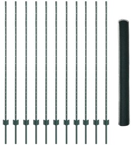 Postes de Cerca vidaXL 11 pcs U-Channel Verde 160 cm de Aço