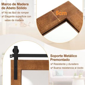 Espelho de parede estilo fazenda 100 x 66 cm com moldura em madeira maciça e suporte castanho