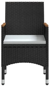 5 pcs conjunto de jantar p/ jardim c/ almofadões preto