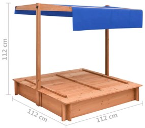 Caixa de areia com teto 112x112x112 cm madeira de abeto