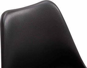 Conjunto de 4 cadeiras de sala de jantar Maverick em plástico com estrutura branca 76-81 x 48 x 57 cm Preto