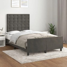 Estrutura de cama sem colchão 120x200 cm veludo cinzento-escuro