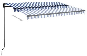 Toldo retrátil manual com LED 3,5x2,5 m azul e branco