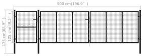 Portão de jardim 500x125 cm aço antracite