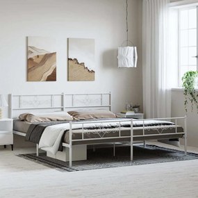 Estrutura de cama com cabeceira e pés 183x213 cm metal branco
