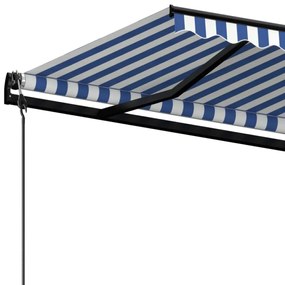 Toldo retrátil automático 500x350 cm azul e branco