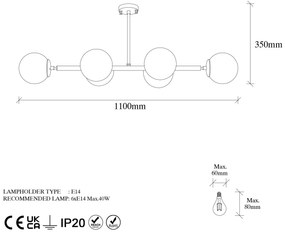 Candeeiro de Teto Fazli – Preto Antigo – 110 x 40 x 35 cm