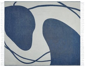 Manta azul e branca 130 x 170 cm HAPREK Beliani