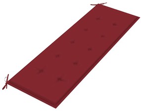 Banco Batavia c/ almofadão vermelho tinto 150 cm teca maciça