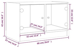 Móvel de TV c/ portas de vidro 68x37x42 cm cinza sonoma