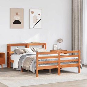 vidaXL Cama sem colchão 135x190 cm madeira pinho maciça castanho-mel