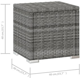 Espreguiçadeira com almofadão e mesa de centro vime PE cinzento