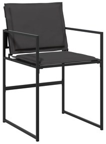 Conjunto de Jantar de 9 Peças para Jardim com Almofadas Preto Textilen