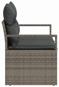 Sofá de Jardim 2 Lugares com Almofadas Cinzento em Rattan