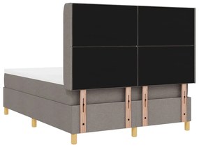 Cama Box Spring vidaXL com Colchão e LED Taupe 140x190 cm Tecido