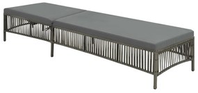 vidaXL Espreguiçadeira com almofadão vime PE cinzento