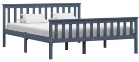 Estrutura de cama em pinho maciço 160x200 cm cinzento