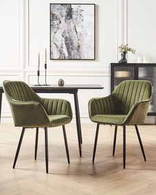 Conjunto de 2 cadeiras de jantar em veludo verde-oliva WELLSTON Beliani