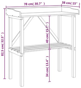 Mesa p/ plantas c/ prateleira 78x38x82,5 cm abeto maciço cinza