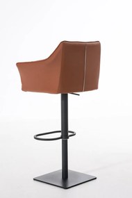Banco de bar Damaso em couro sintético e estrutura preta 64 x 88-113 x 45 cm Castanho claro