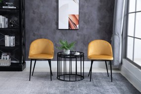 Conjunto de 2 cadeiras de jantar e de cozinha (MESA NÃO INCLUIDA) de estilo escandinavo,  estofadas em veludo com pés cónicos em metal, para sala de e