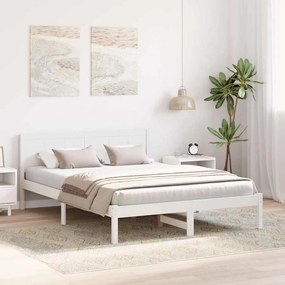 Cama de Madeira Branca Branca Madeira 160 x 200 cm Durável