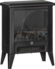 HOMCOM Lareira Decorativa Independente 1800 W com Efeito de Chama LED, Baixo Ruído e Proteção contra Sobreaquecimento, Preto | Aosom Portugal