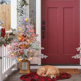 Árvore de Natal artificial pré-iluminadas 120 cm em vaso com 100 luzes 8 modos Temporizador 180 pontas de ramos Verde