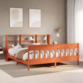 vidaXL Cama sem colchão 180x200 cm pinho maciço castanho-mel