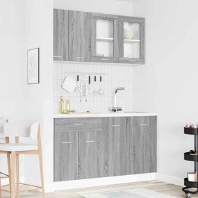 vidaXL Conjunto de Armários de Cozinha 4 Peças Cinza Sonoma Madeira Engenheirada